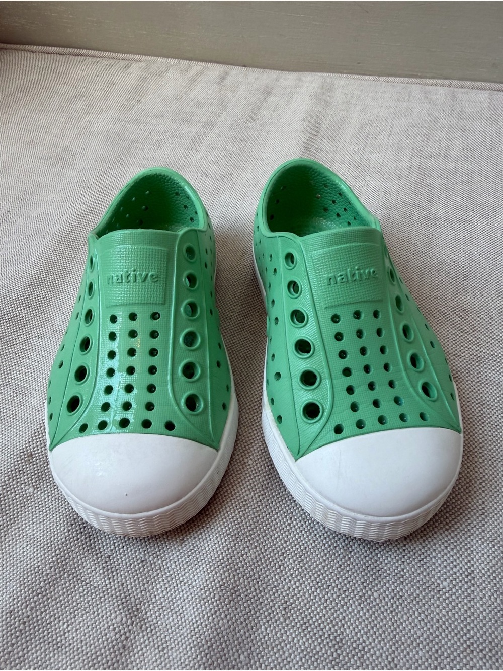 Native Kids Slip-On Water Shoes in Mint Green with White Toe